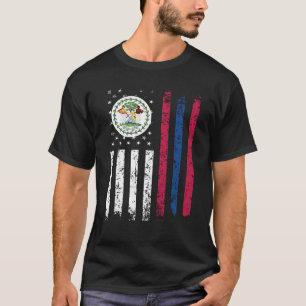 Half Belizean Half American Flag Belize USA Flag T-Shirt