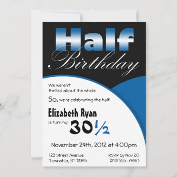 Half-birthday Blue Party Invitations by Birthday_Delight at Zazzle