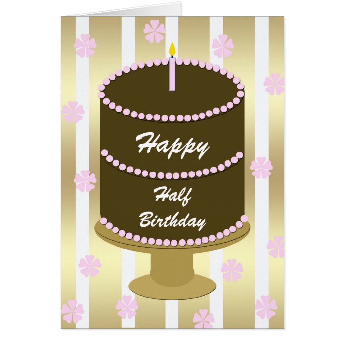Half Birthday Card    Pink Birthday Cake