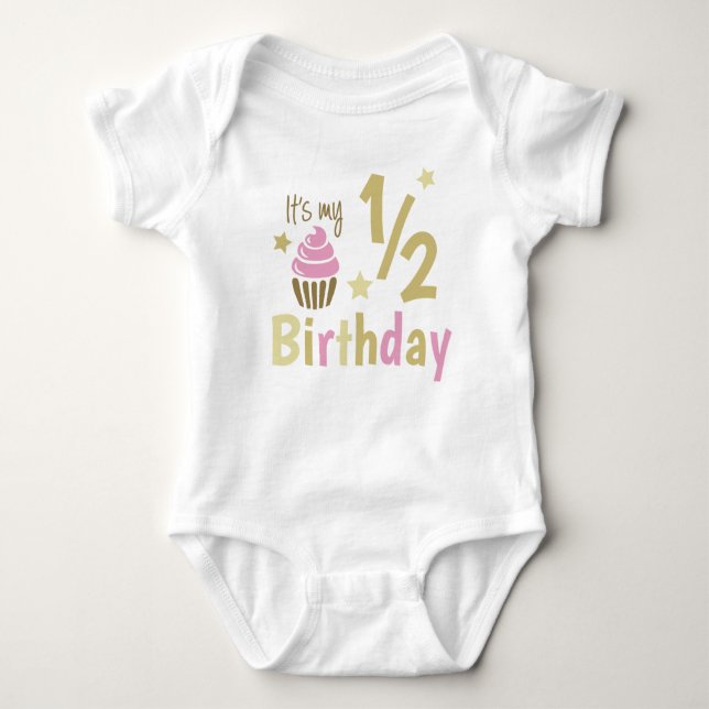 Half Birthday Girl Baby Bodysuit (Front)
