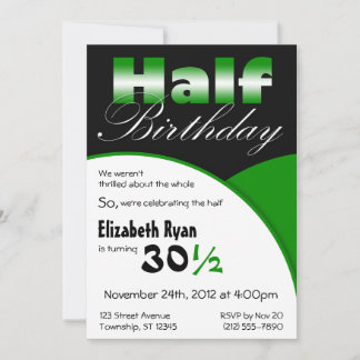 Half-Birthday Green Party Invitations