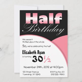 Half-Birthday Pink Party Invitations