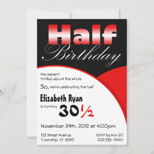 Half-Birthday Red Party Invitations