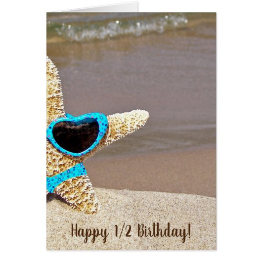 Half Birthday-starfish with sunglasses Cards (Front)