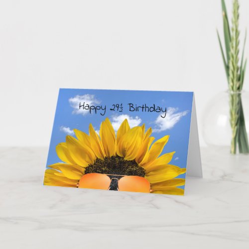 Half Birthday Sunflower and Sunglasses   Card