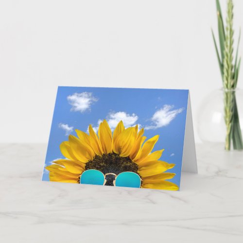 Half Birthday Sunflower and Sunglasses  Card