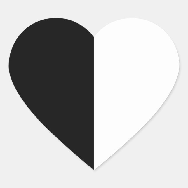 Half Black And Half White Middle Customize This Heart Sticker (Front)