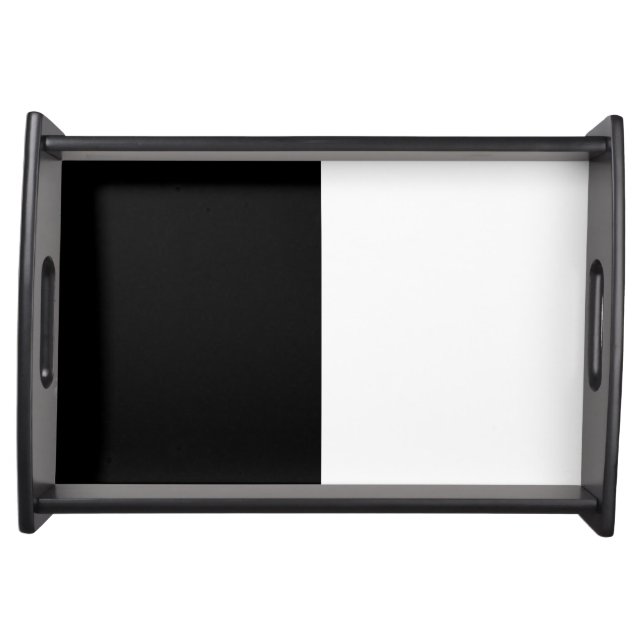 Half Black And Half White Middle Customize This Serving Tray (Front)