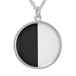 Half Black And Half White Middle Customize This Sterling Silver Necklace