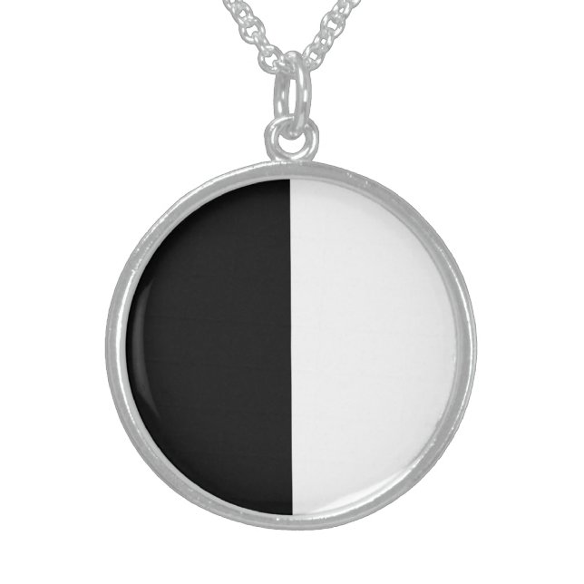 Half Black And Half White Middle Customize This Sterling Silver Necklace (Front)