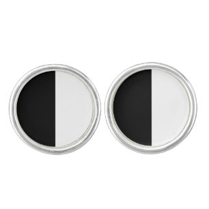 Half Black And Half White Stripes Cufflinks