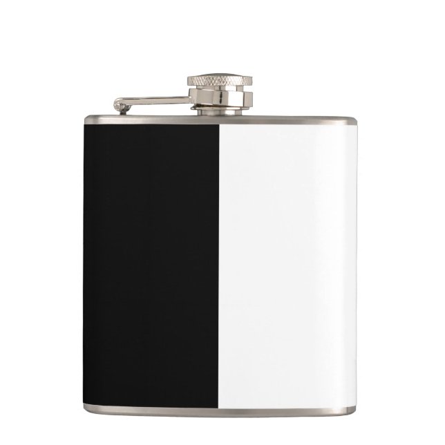 Half Black And Half White Stripes Hip Flask (Front)
