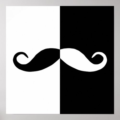 Half Black and White Mustache Poster
