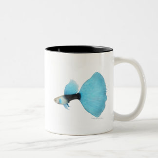 Half Black Blue Fancy Guppy Two-Tone Coffee Mug