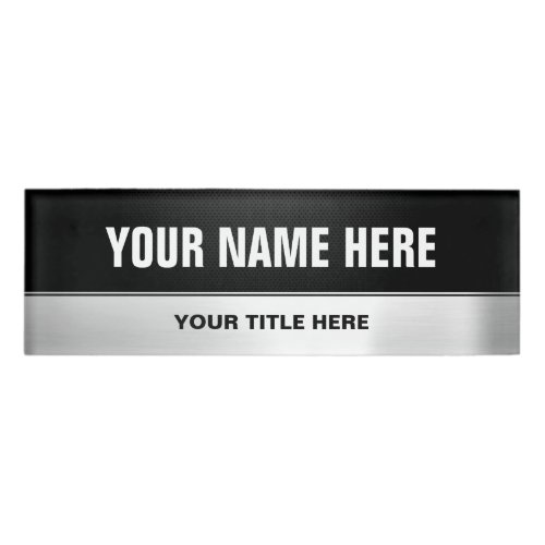 Half Black Half Silver Metal Professional Look Name Tag