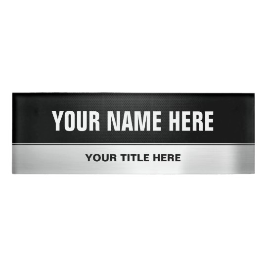 Half Black Half Silver Metal Professional Look Name Tag | Zazzle