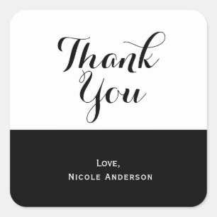 Half Black White & Chic Elegant Wedding Favor Square Sticker