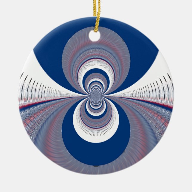 Half Blue Ceramic Ornament (Front)