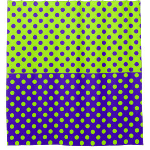 Half Blue Green Polka Dots Pattern Design  Shower Curtain