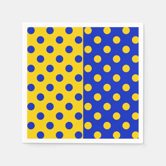 Half Blue Yellow Polka Dots Pattern Design  Napkins (Front)