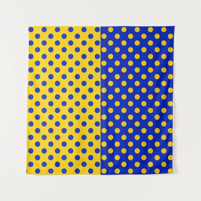 Half Blue Yellow Polka Dots Pattern Design  Tapestry (Front)
