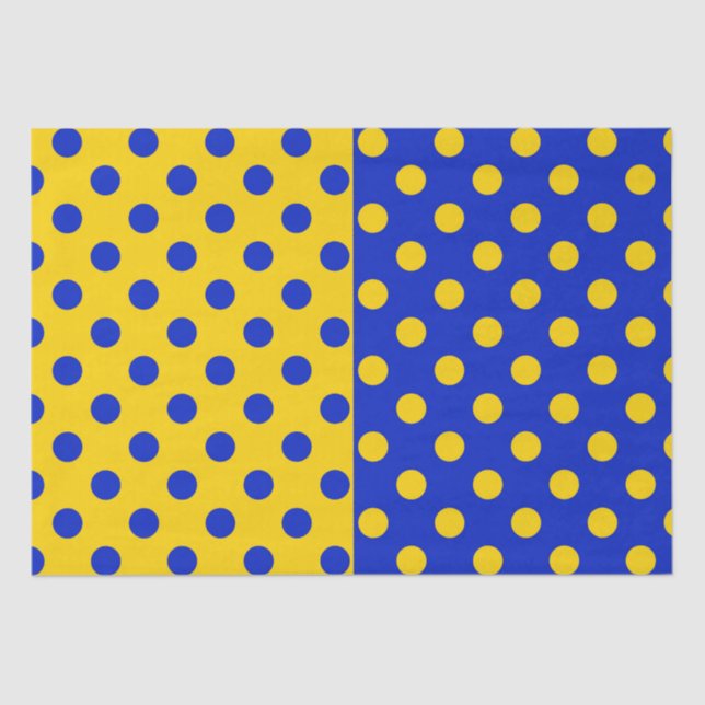 Half Blue Yellow Polka Dots Pattern Design  Tissue Paper (Front)
