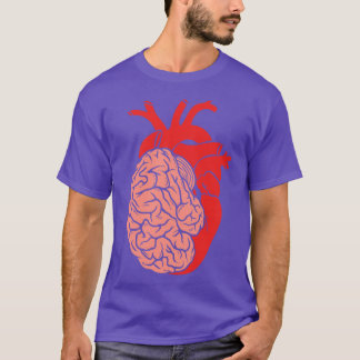 Half Brain Half Heart Organ Anatomy Science T-Shirt
