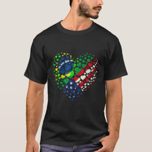 Half Brazilian Half American Flag Brazil USA Pride T-Shirt