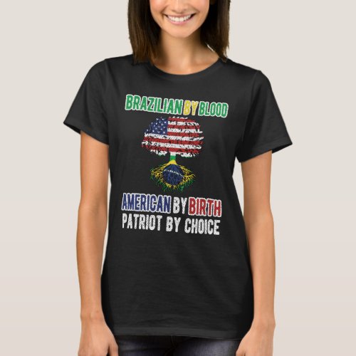 Half Brazilian Half American Flag Brazil USA T_Shirt