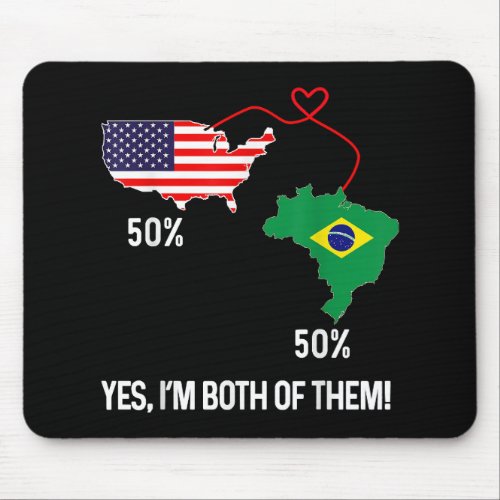 Half Brazilian Half American Flag Combined Map bra Mouse Pad