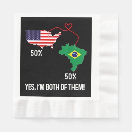 Half Brazilian Half American Flag Combined Map bra Napkins