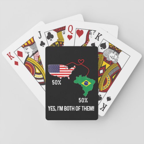 Half Brazilian Half American Flag Combined Map bra Poker Cards