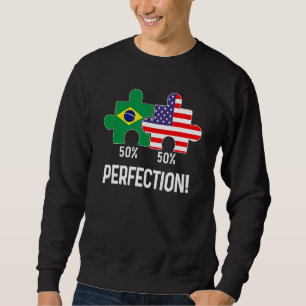 Half Brazilian Half American Flag Combined Map bra Sweatshirt