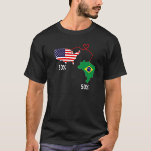 Half Brazilian Half American Flag Combined Map bra T-Shirt