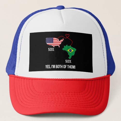 Half Brazilian Half American Flag Combined Map bra Trucker Hat