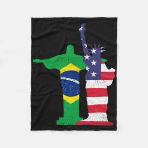 Half Brazilian Half American Usa Brazil Culture Pa Fleece Blanket