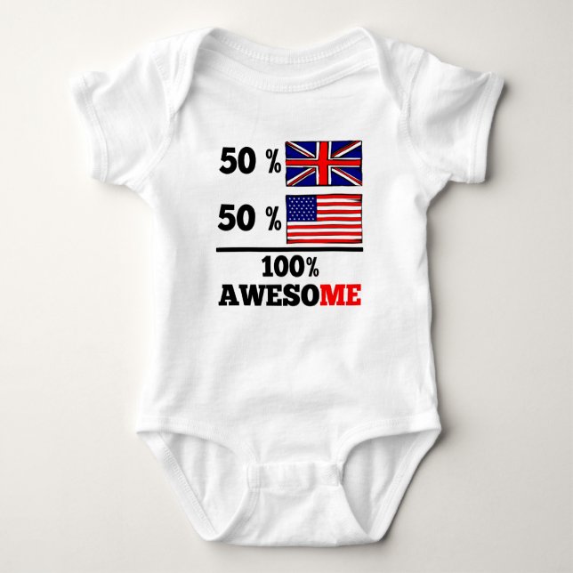 Half British Half American Baby Bodysuit (Front)