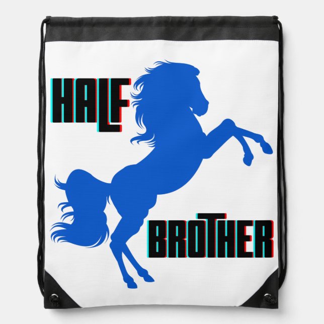 Half Brother Horse Rearing Drawstring Bag (Front)