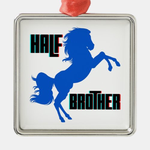 Half Brother Horse Rearing Metal Ornament