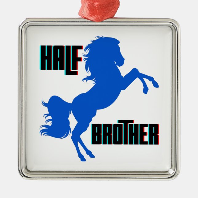 Half Brother Horse Rearing Metal Ornament (Front)
