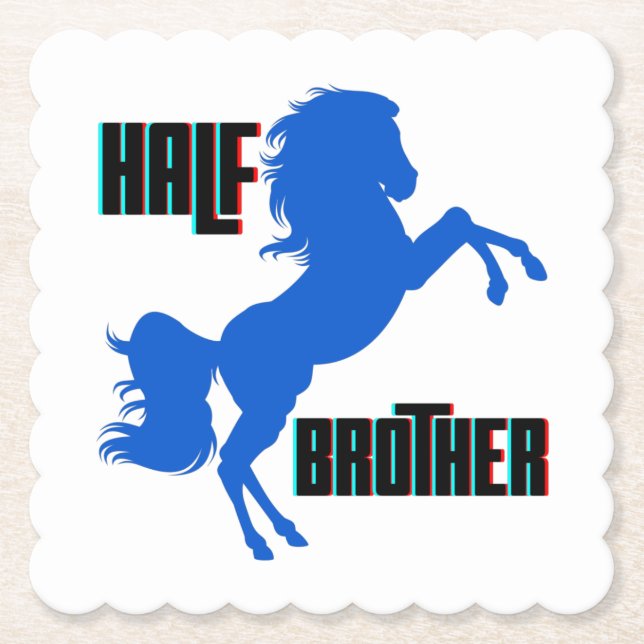 Half Brother Horse Rearing Paper Coaster (Front)