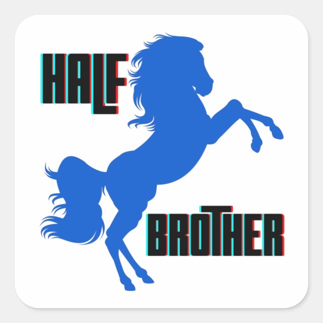 Half Brother Horse Rearing Square Sticker (Front)