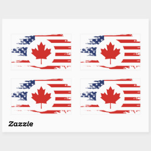 Half Canadian American: Canada USA Maple Leaf Flag Rectangular Sticker