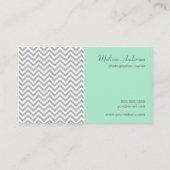 Half Chevron Pattern Gray and Mint Business Card (Front)