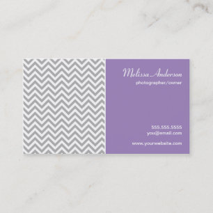 Half Chevron Pattern Gray and Soft Purple Business Card