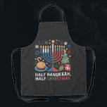 Half Christmas Half Hanukkah Christmukkah Funny Apron<br><div class="desc">Christmas Hanukkah mashup, menorah Christmas, interfaith holiday humor, Chrismukkah, funny Jewish Christmas, holiday crossover, Jewish humor, festive dual holiday, Christmas 2025, Hanukkah 2025</div>