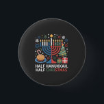 Half Christmas Half Hanukkah Christmukkah Funny  Button<br><div class="desc">Christmas Hanukkah mashup,  menorah Christmas,  interfaith holiday humor,  Chrismukkah,  funny Jewish Christmas,  holiday crossover,  Jewish humor,  festive dual holiday,  Christmas 2025,  Hanukkah 2025</div>