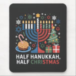 Half Christmas Half Hanukkah Christmukkah Funny  Mouse Pad<br><div class="desc">Christmas Hanukkah mashup,  menorah Christmas,  interfaith holiday humor,  Chrismukkah,  funny Jewish Christmas,  holiday crossover,  Jewish humor,  festive dual holiday,  Christmas 2025,  Hanukkah 2025</div>