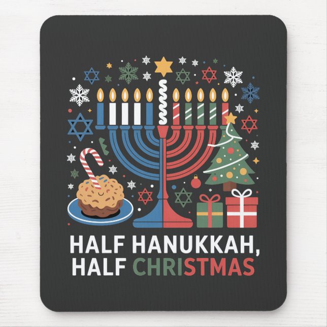 Half Christmas Half Hanukkah Christmukkah Funny  Mouse Pad (Front)