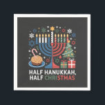 Half Christmas Half Hanukkah Christmukkah Funny  Napkins<br><div class="desc">Christmas Hanukkah mashup,  menorah Christmas,  interfaith holiday humor,  Chrismukkah,  funny Jewish Christmas,  holiday crossover,  Jewish humor,  festive dual holiday,  Christmas 2025,  Hanukkah 2025</div>